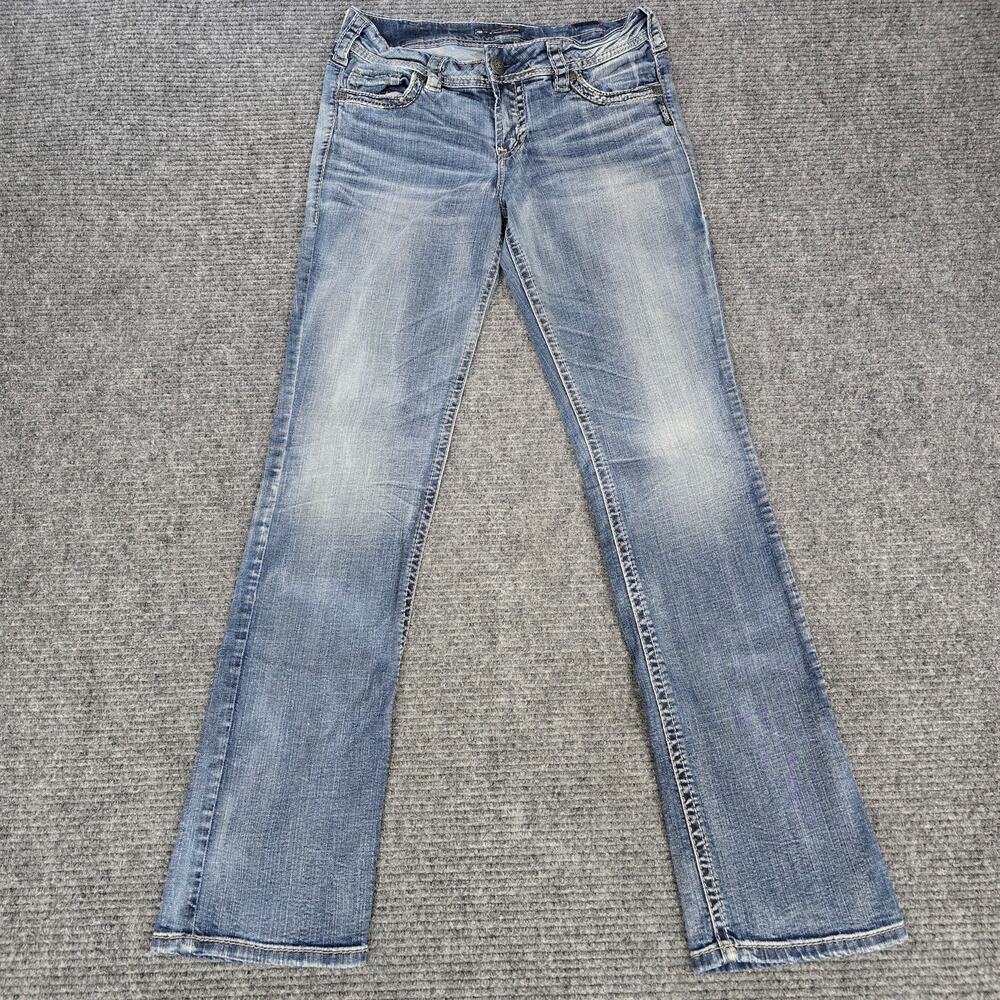 Silver Jeans Suki Mid Baby Boot Jeans Womens 31x33 Blue Stretch Western Y2K